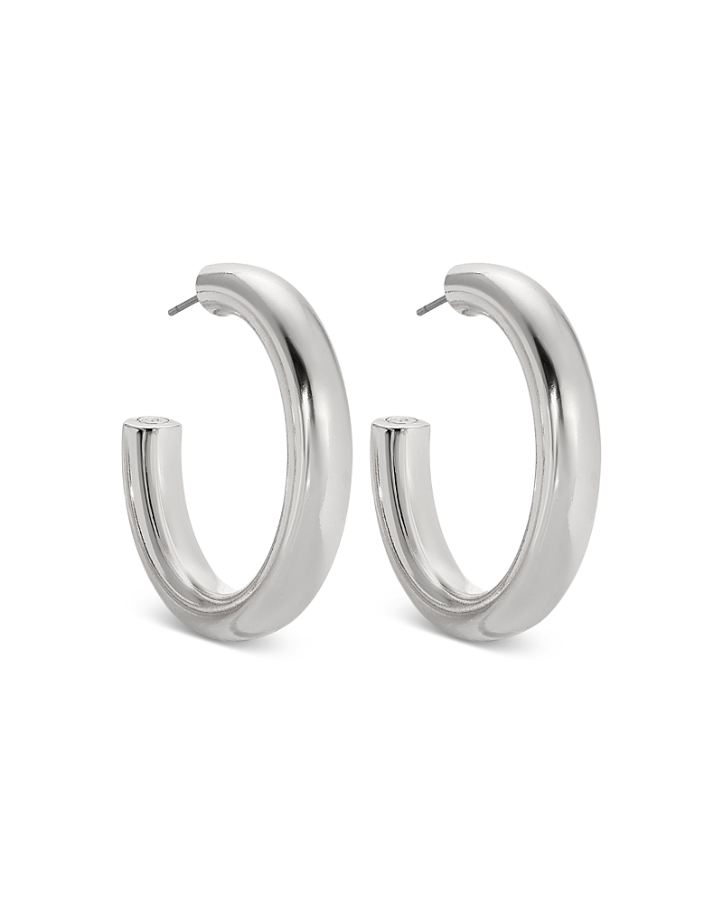 Ettika Large Thick Classic Hoops In Silver