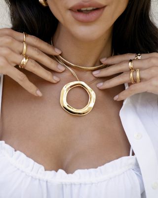 Open Circle Statement Pendant Necklace, 11"-16"    