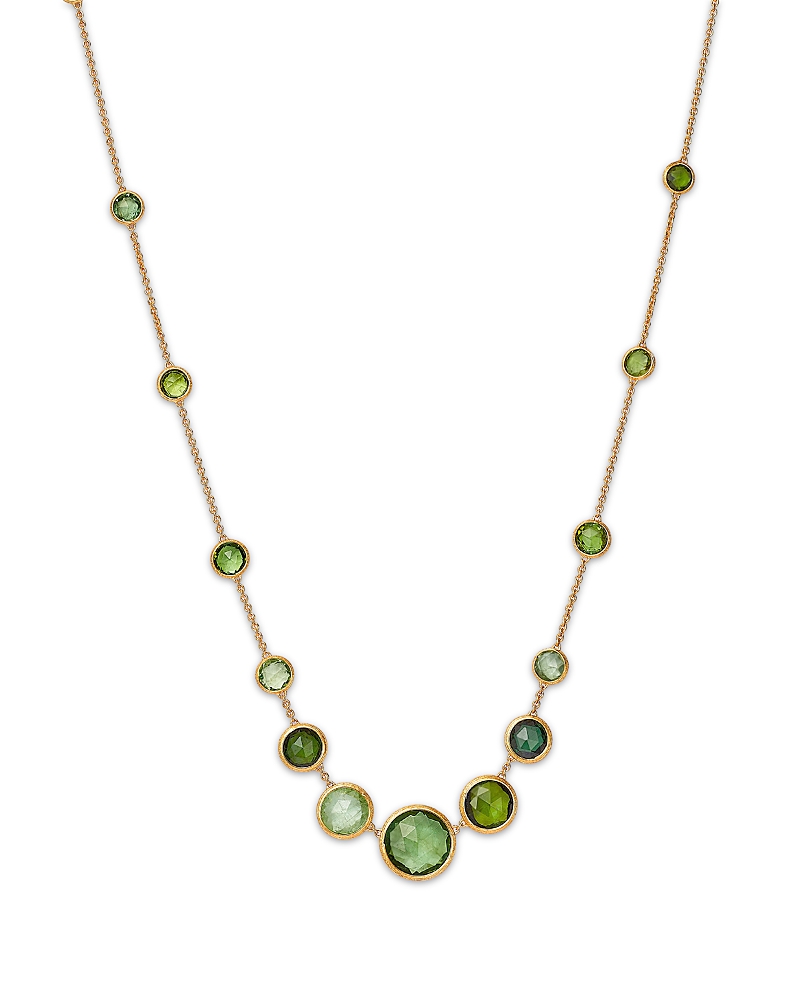 Marco Bicego 18k Yellow Gold Jaipur Color Green Tourmaline Bezel Graduated Statement Necklace, 16.5 - 18 - Exclus In Green/gold