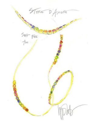 18K Rock Candy&reg; Rainbow Sapphire & Tsavorite Mixed Cut Bezel Tennis Necklace, 17" - Exclusive