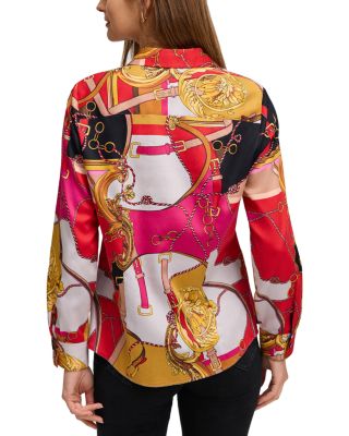 Luna Buckle Scarf Print Top 