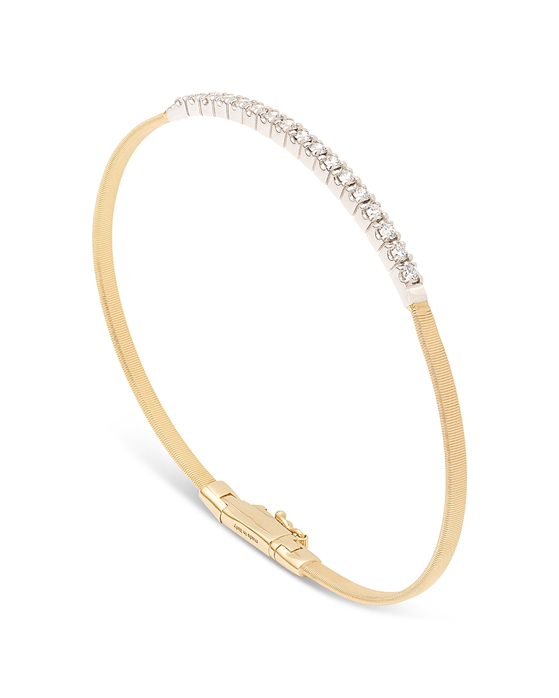 Marco Bicego 18k Yellow Gold Masai Diamond Bar Small Stackable Bracelet In Gold/white