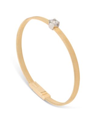 Marco Bicego 18K Yellow Gold Masai Diamond Cushion Cut Solitaire Coil Bangle Bracelet