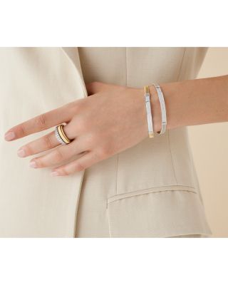 18K Yellow & White Gold Masai Diamond Pav&eacute; Coil Thin Bangle Bracelet