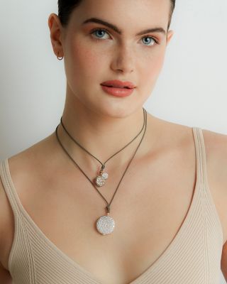 18K Rose & White Gold Diamond Chantecaille Small Pebble Charm Pendant