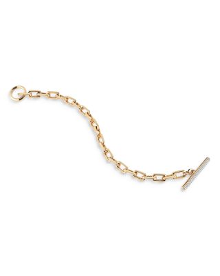 18K Rose Gold Diamond Toggle Chain Link Bracelet
