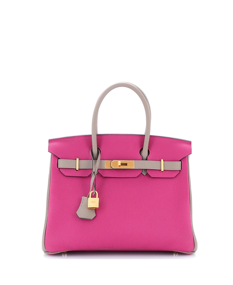 Pre-Owned Hermes Birkin 30 Handbag Bicolor Togo with Brushed Gold Hardware
