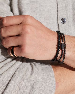 Men's 18K Rose Gold Ebony Sydney Hexagon Band