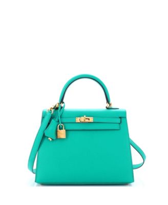 Pre-Owned Hermes Kelly 25 Handbag Blue Epsom with Gold Hardware