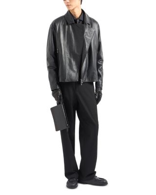 Emporio Armani Asymmetrical Leather Biker Jacket | Bloomingdale's Men