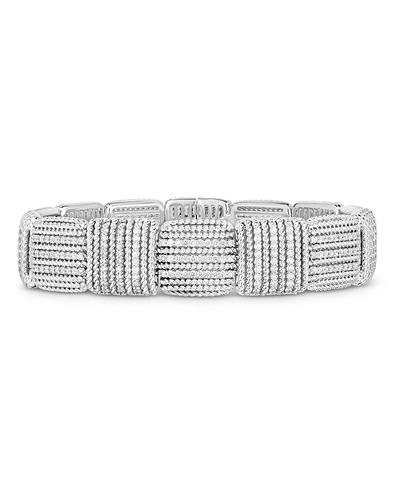 Roberto Coin 18K White Gold Opera Diamond Square Rope Segment Statement Bracelet