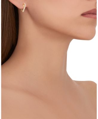 18K Yellow Gold Endless Hoop Earrings with Diamonds, 0.34 tcw