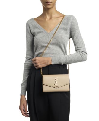 Uptown Chain Wallet in Grain De Poudre Embossed Leather