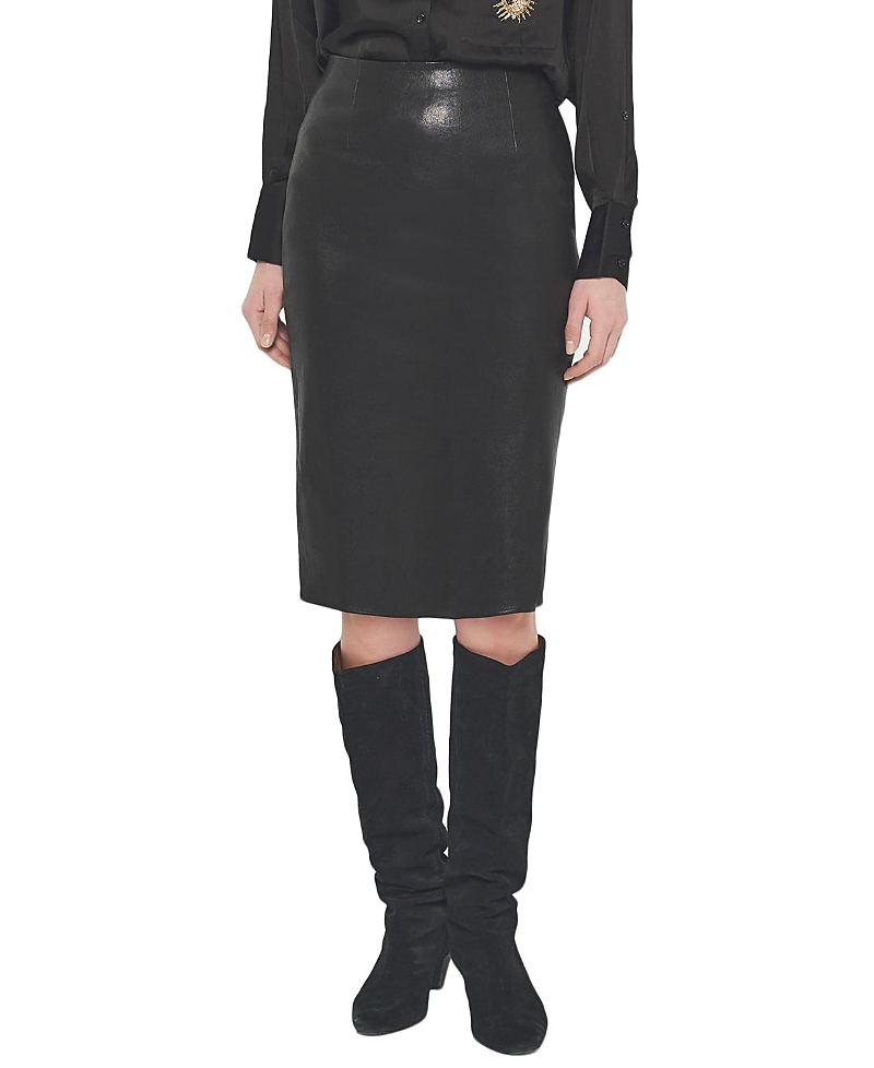 As By Df Claude Stretch Leather Skirt In Black