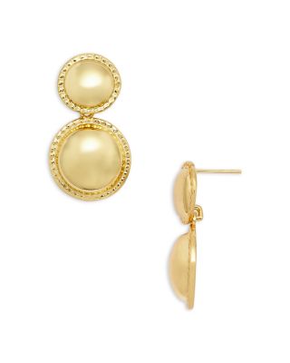 AQUA - Double Button Drop Earrings in 14K Gold Plated - Exclusive