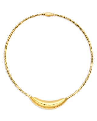 Shashi Tsuki Curved Bar Statement Necklace in 14K Gold Plated, 16