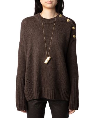 Zadig & Voltaire - Cashmere Wool Button Shoulder Sweater