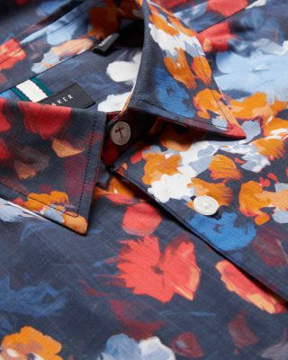 Printed Short Sleeve Button Front Shirt