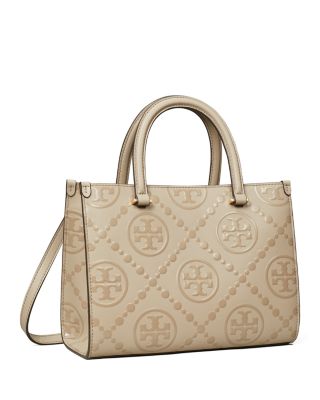 T Monogram Embossed Square Tote