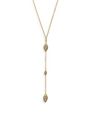 Argento Vivo Cubic Zirconia Vertical Marquise Lariat Necklace in 18K Gold Plated Sterling Silver, 16-18