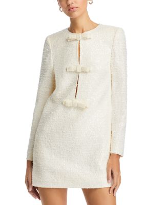 Self-Portrait - Boucle Bow Embellished Mini Dress