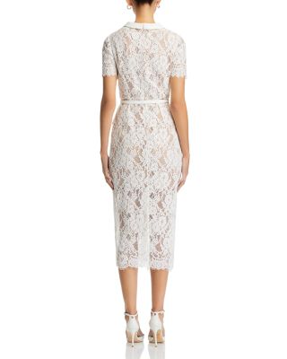 White Lace Button Midi Dress