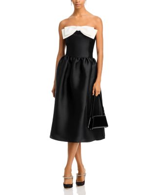 Taffeta Contrast Bow Midi Dress