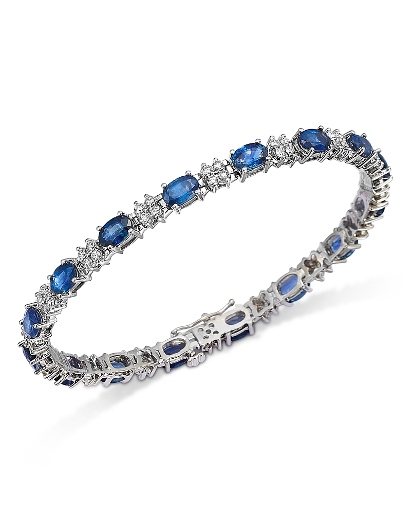 Bloomingdale's Fine Collection Blue Sapphire & Diamond Tennis Bracelet in 14K White Gold