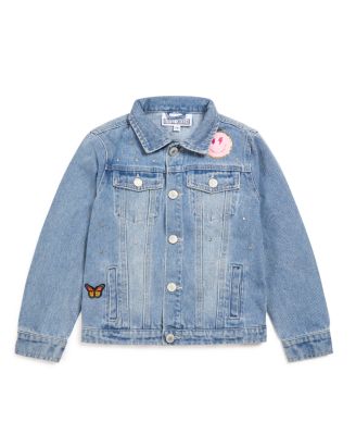 Little Chicken - Girls' Jeweled Patched Denim Jacket, Little Kid, Big Kid