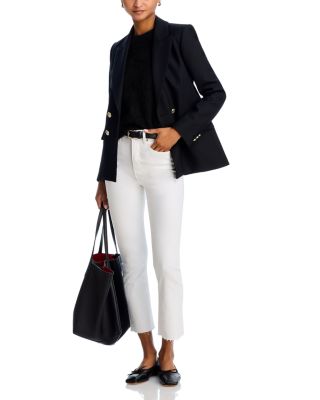 Carly Raw Hem High Rise Kick Flare Cropped Jeans in White