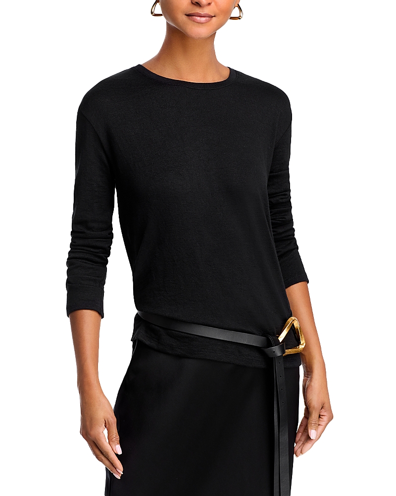 Rag & Bone Hudson Crewneck Long-sleeve Top In Black