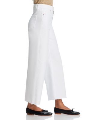 Anessa Raw Hem High Rise Cropped Wide Leg Jeans in Crisp White