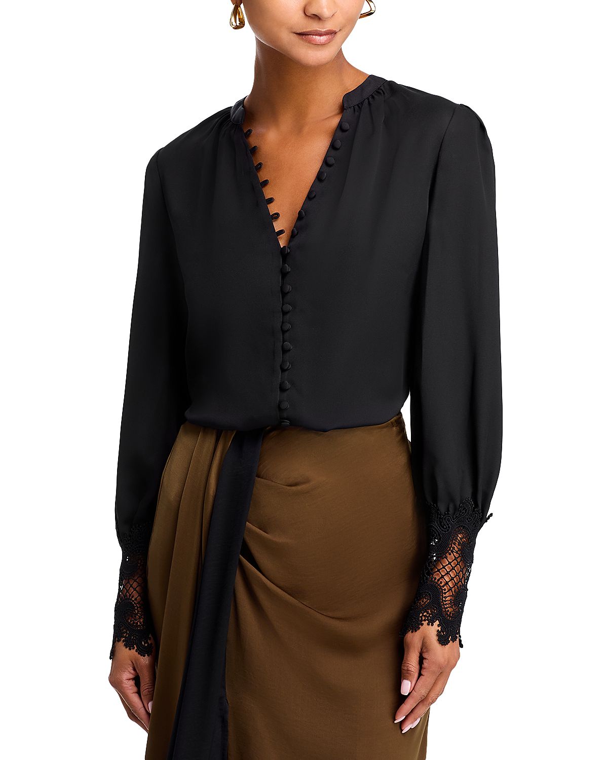L'Agence Ava Lace Cuff Blouse