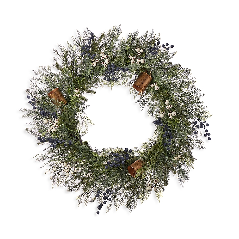 Seasonal Llc Blueberries & Harmony Bells 30 Wreath With Fairy Lights