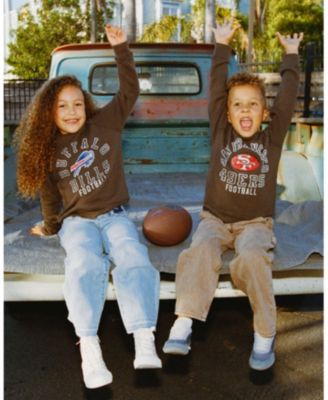Unisex NFL Buffalo Bills Flocked Raglan Crew Fleece Sweatshirt - Little Kid, Big Kid