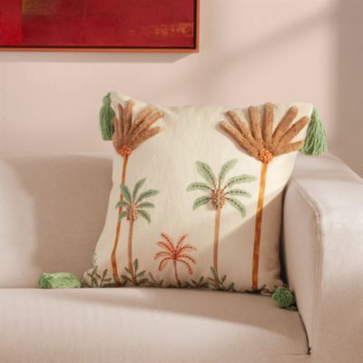 Palm Embroidered Decorative Pillow, 20&amp;quot; x 20&amp;quot;