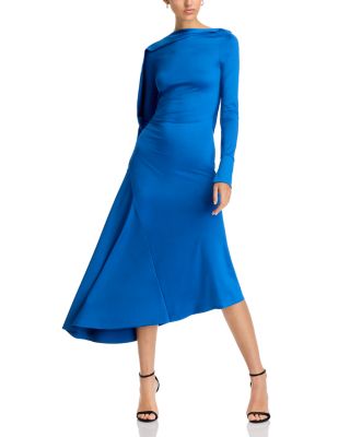 Victoria Beckham - Long Sleeve Draped Midi Dress