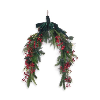 Magnolia Leaf, Eucalyptus & Berry 30" Swag with Fairy Lights