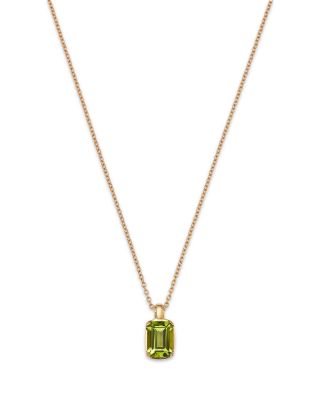 Moon & Meadow - 14K Yellow Gold Wicked Green Peridot Pendant Necklace, 16"