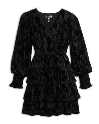 AQUA - Girls' Jacquard Ruffle Wrap Dress, Little Kid, Big Kid - Exclusive
