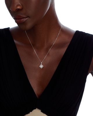 Diamond Clover Pendant Necklace in 14K White Gold, 0.50 tcw