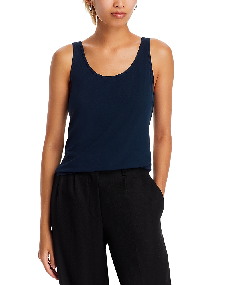 Eileen Fisher Stretch Silk Jersey Scoop Neck Tank In Deep Adriatic