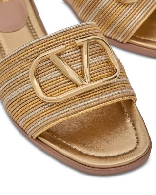 Women's V Logo Signature Metallic Slide Sandals