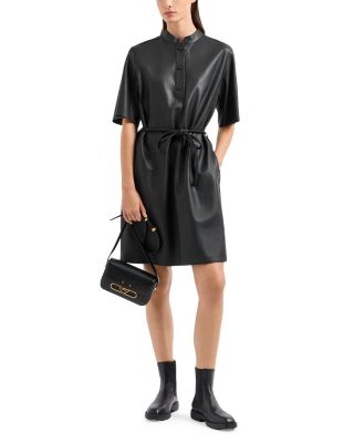 Emporio Armani Leather Belted Dress | Bloomingdale's Women