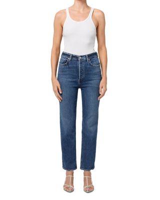 90s Pinch Waist High Rise Ankle Straight Jeans in Solace