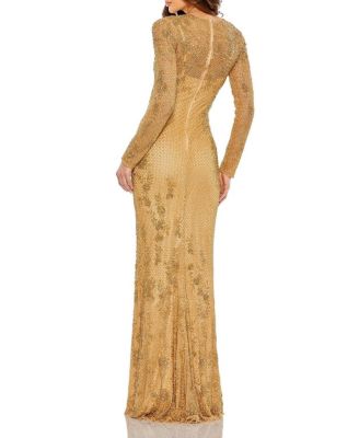 Long Sleeve Embellished Evening Gown
