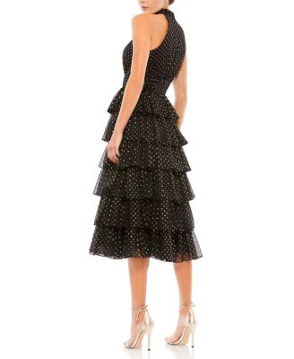  Layered Polka Dot Halter Cocktail Dress