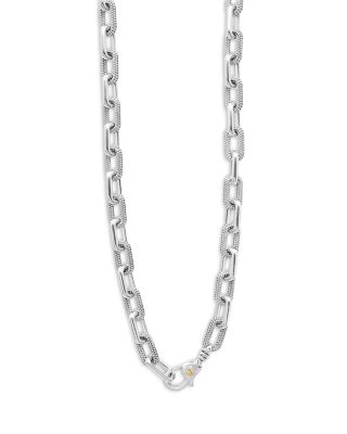 18K Yellow Gold & Silver Caviar Lux-Clip Diamond Link Necklace, 18" - Exclusive