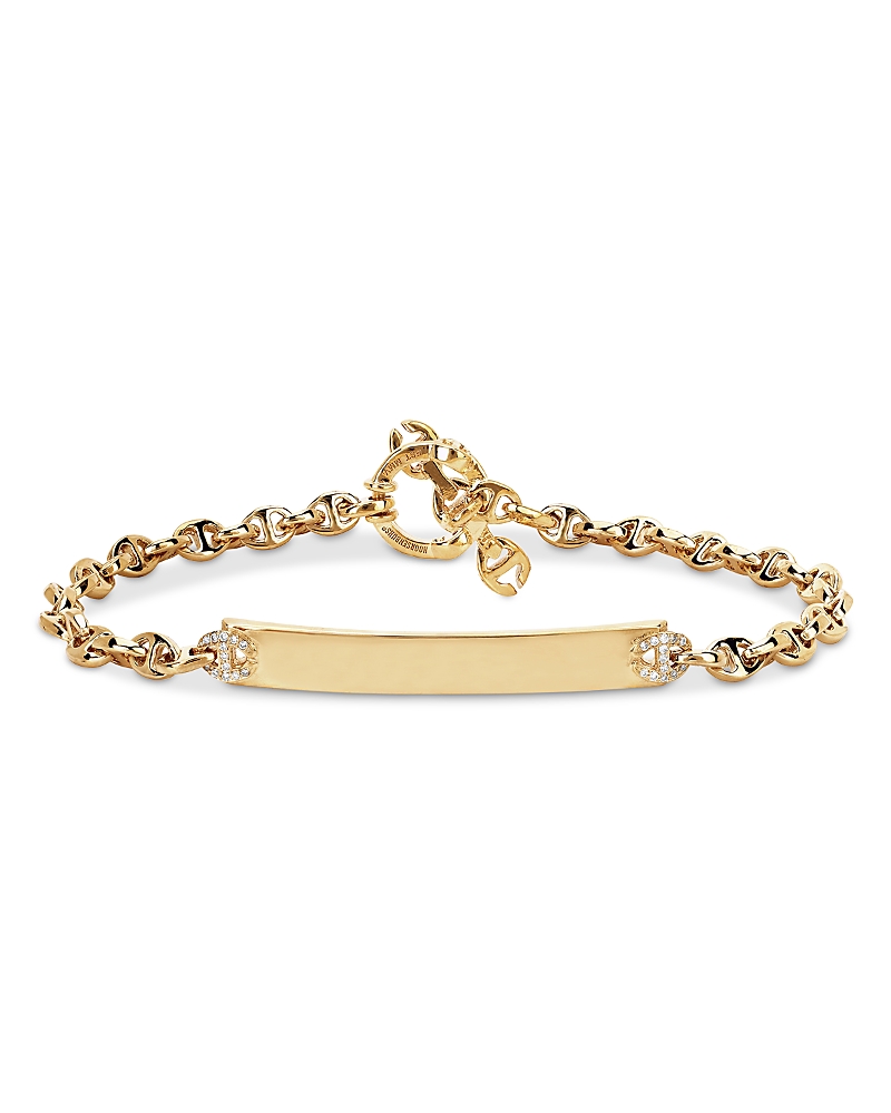 Hoorsenbuhs 18k Yellow Gold Open Link Monogram Plate Bracelet With Diamonds, 0.16 Ct. T. W. In Gold