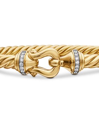 Buckle Cablespira&reg; Bracelet in 18K Yellow Gold with Diamonds, 5mm